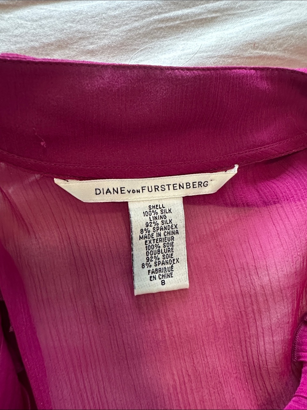 Diane Von Furstenberg Fuchsia Ruffle Silk Blouse - Picture 3 of 3